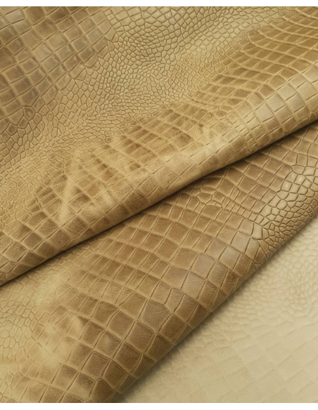Beige Bicolor Embossed Amazing Relief Croco 0Z 1581