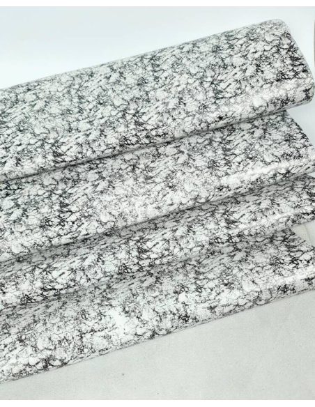 Black and White Andorra Shadow Pattern Printed Leather