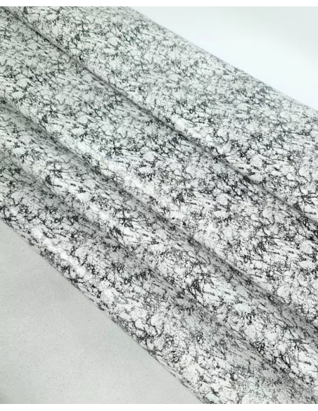 Black and White Andorra Shadow Pattern Printed Leather