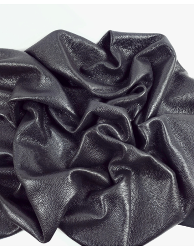 Black Caribe Embossed Shine Full Grain Soft Pebble Leather