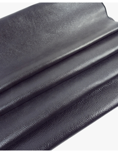 Black Caribe Embossed Shine Full Grain Soft Pebble Leather