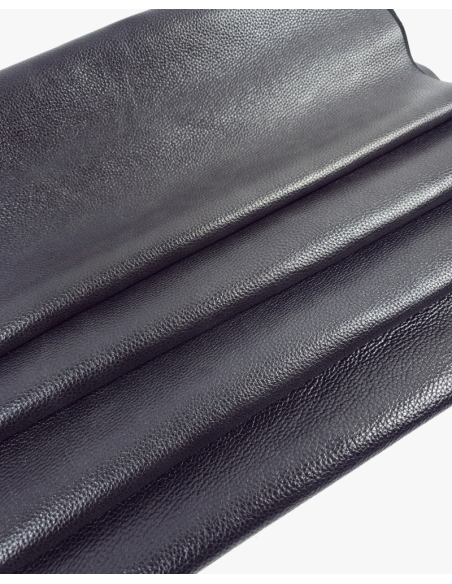 Black Caribe Embossed Shine Full Grain Soft Pebble Leather