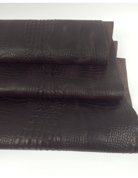 Chocolate Martini Vintage Pull Up Crocodile Alligator Leather Embossed Texture Amazing Relief OZ 2018 V2