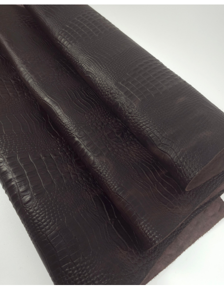 Chocolate Martini Vintage Pull Up Crocodile Alligator Leather Embossed Texture Amazing Relief OZ 2018 V2