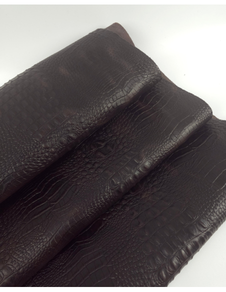Chocolate Martini Vintage Pull Up Crocodile Alligator Leather Embossed Texture Amazing Relief OZ 2018 V2