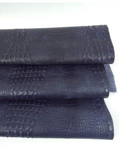Orion Blue Vintage Pull Up Crocodile Alligator Leather Embossed Texture Amazing Relief OZ 2018 V2 2
