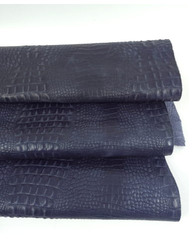 Orion Blue Vintage Pull Up Crocodile Alligator Leather Embossed Texture Amazing Relief OZ 2018 V2