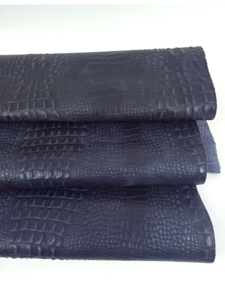 Orion Blue Vintage Pull Up Crocodile Alligator Leather Embossed Texture Amazing Relief OZ 2018 V2