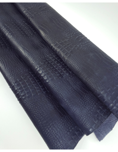 Orion Blue Vintage Pull Up Crocodile Alligator Leather Embossed Texture Amazing Relief OZ 2018 V2