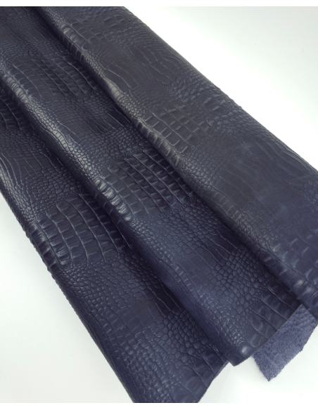 Orion Blue Vintage Pull Up Crocodile Alligator Leather Embossed Texture Amazing Relief OZ 2018 V2