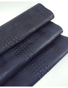 Orion Blue Vintage Pull Up Crocodile Alligator Leather Embossed Texture Amazing Relief OZ 2018 V2