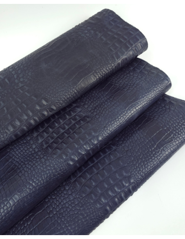 Orion Blue Vintage Pull Up Crocodile Alligator Leather Embossed Texture Amazing Relief OZ 2018 V2