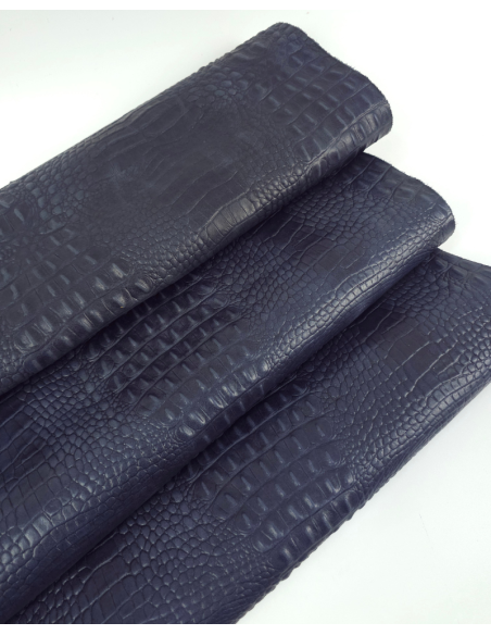 Orion Blue Vintage Pull Up Crocodile Alligator Leather Embossed Texture Amazing Relief OZ 2018 V2