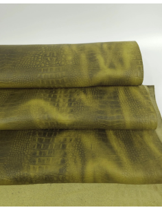 Fir Green Vintage Pull Up Crocodile Alligator Leather Embossed Texture Amazing Relief OZ 2018 V2 2