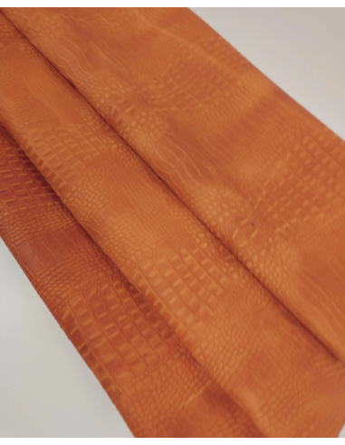 Russet Orange Vintage Pull Up Crocodile Alligator Leather Embossed Texture Amazing Relief OZ 2018 V2