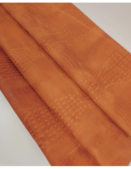 Russet Orange Vintage Pull Up Crocodile Alligator Leather Embossed Texture Amazing Relief OZ 2018 V2