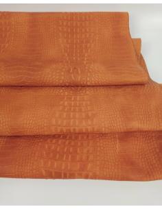 Russet Orange Vintage Pull Up Crocodile Alligator Leather Embossed Texture Amazing Relief OZ 2018 V2 2