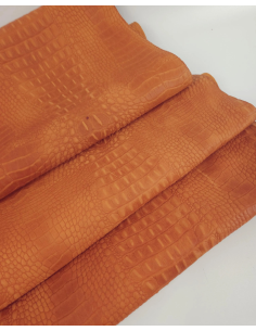 Russet Orange Vintage Pull Up Crocodile Alligator Leather Embossed Texture Amazing Relief OZ 2018 V2