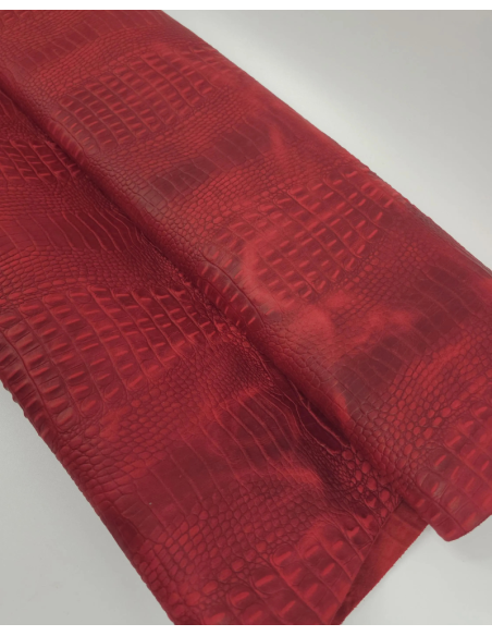 Haute Red Vintage Pull Up Crocodile Alligator Leather Embossed Texture Amazing Relief OZ 2018 V2
