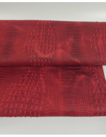 Haute Red Vintage Pull Up Crocodile Alligator Leather Embossed Texture Amazing Relief OZ 2018 V2