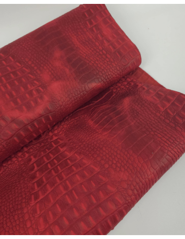 Haute Red Vintage Pull Up Crocodile Alligator Leather Embossed Texture Amazing Relief OZ 2018 V2