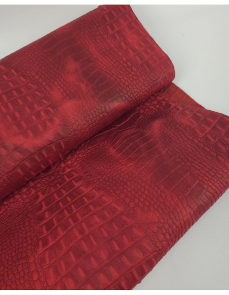 Haute Red Vintage Pull Up Crocodile Alligator Leather Embossed Texture Amazing Relief OZ 2018 V2