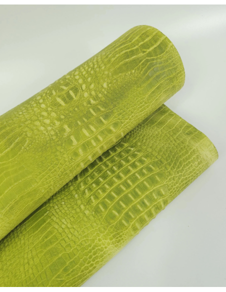 Limeade Vintage Pull Up Crocodile Alligator Leather Embossed Texture Amazing Relief OZ 2018 V2