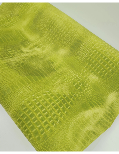 Limeade Vintage Pull Up Crocodile Alligator Leather Embossed Texture Amazing Relief OZ 2018 V2