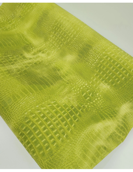 Limeade Vintage Pull Up Crocodile Alligator Leather Embossed Texture Amazing Relief OZ 2018 V2
