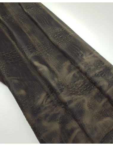 Chocolate Chip Vintage Pull Up Crocodile Alligator Leather Embossed Texture Amazing Relief OZ 2018 V2