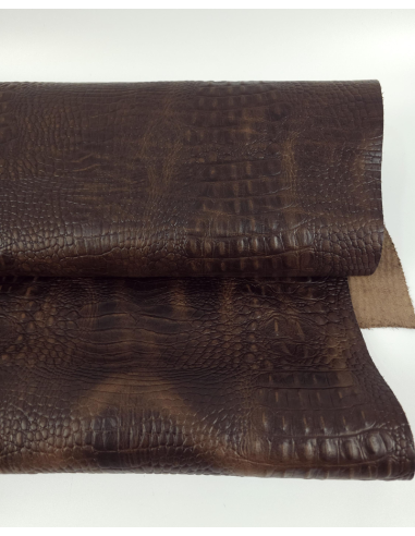 Downtown Brown Vintage Pull Up Crocodile Alligator Leather Embossed Texture Amazing Relief OZ 2018 V2