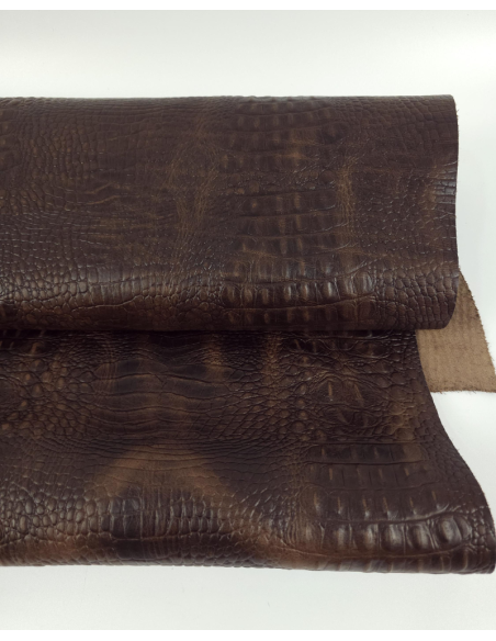 Downtown Brown Vintage Pull Up Crocodile Alligator Leather Embossed Texture Amazing Relief OZ 2018 V2