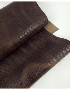 Downtown Brown Vintage Pull Up Crocodile Alligator Leather Embossed Texture Amazing Relief OZ 2018 V2
