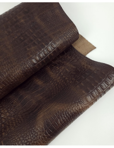 Downtown Brown Vintage Pull Up Crocodile Alligator Leather Embossed Texture Amazing Relief OZ 2018 V2