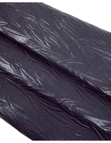 Black Metallic Finish Tripoli Palm Crackled Embossed Texture Leather