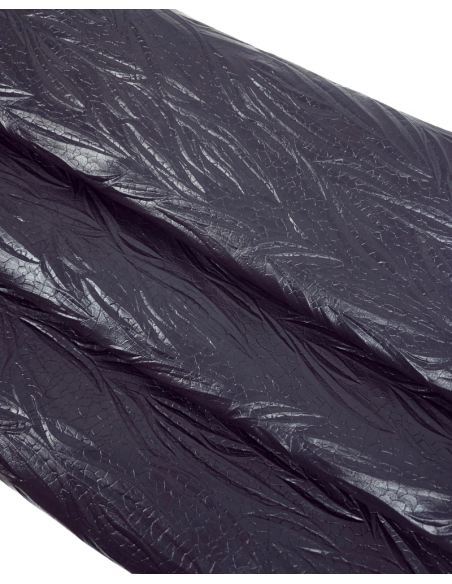 Black Metallic Finish Tripoli Palm Crackled Embossed Texture Leather