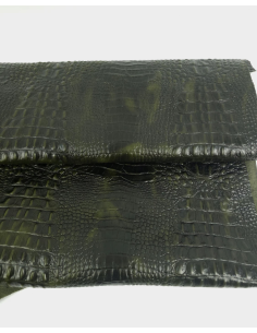 Dark Olive Vintage Pull Up Crocodile Alligator Leather Embossed Texture Amazing Relief OZ 2018 V2 2