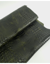 Dark Olive Vintage Pull Up Crocodile Alligator Leather Embossed Texture Amazing Relief OZ 2018 V2