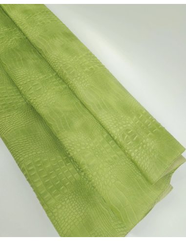 Spinach Green Vintage Pull Up Crocodile Alligator Leather Embossed Texture Amazing Relief OZ 2018 V2