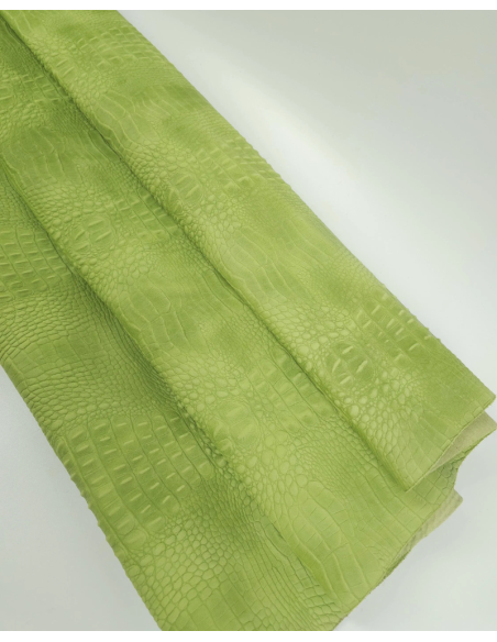Spinach Green Vintage Pull Up Crocodile Alligator Leather Embossed Texture Amazing Relief OZ 2018 V2