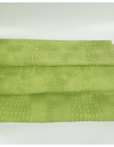 Spinach Green Vintage Pull Up Crocodile Alligator Leather Embossed Texture Amazing Relief OZ 2018 V2