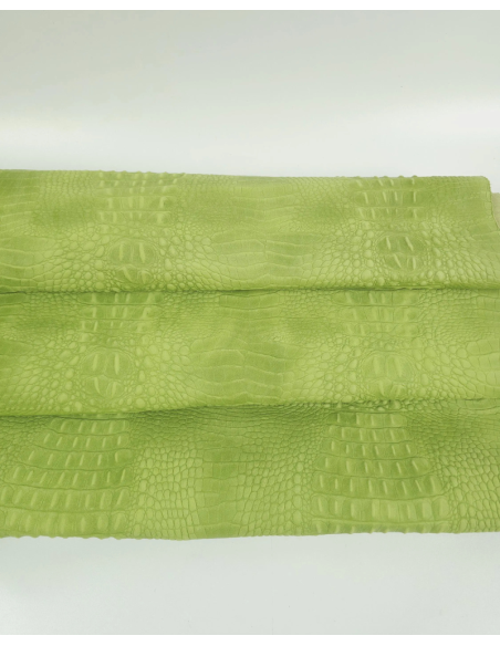 Spinach Green Vintage Pull Up Crocodile Alligator Leather Embossed Texture Amazing Relief OZ 2018 V2