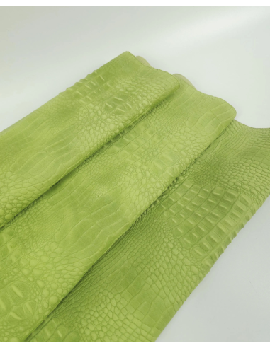 Spinach Green Vintage Pull Up Crocodile Alligator Leather Embossed Texture Amazing Relief OZ 2018 V2