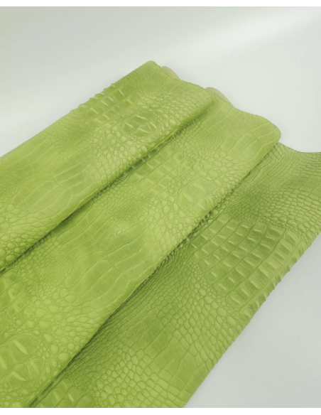 Spinach Green Vintage Pull Up Crocodile Alligator Leather Embossed Texture Amazing Relief OZ 2018 V2