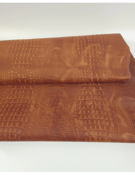 Pumpkin Spice Vintage Pull Up Crocodile Alligator Leather Embossed Texture Amazing Relief OZ 2018 V2