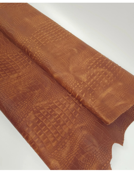 Pumpkin Spice Vintage Pull Up Crocodile Alligator Leather Embossed Texture Amazing Relief OZ 2018 V2