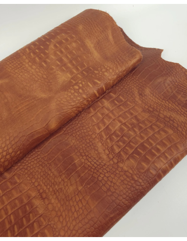 Pumpkin Spice Vintage Pull Up Crocodile Alligator Leather Embossed Texture Amazing Relief OZ 2018 V2