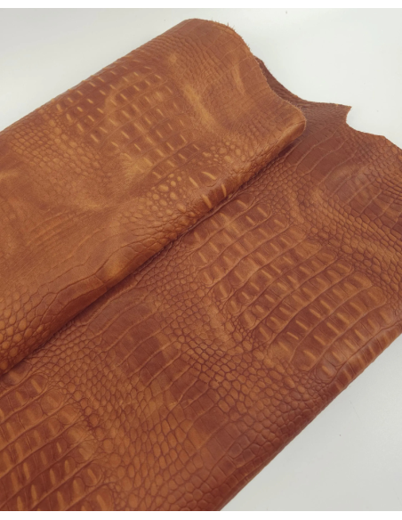 Pumpkin Spice Vintage Pull Up Crocodile Alligator Leather Embossed Texture Amazing Relief OZ 2018 V2