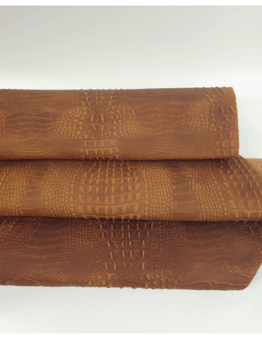 Sudan Brown Vintage Pull Up Crocodile Alligator Leather Embossed Texture Amazing Relief OZ 2018 V2