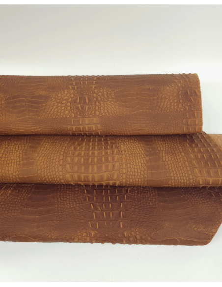 Sudan Brown Vintage Pull Up Crocodile Alligator Leather Embossed Texture Amazing Relief OZ 2018 V2